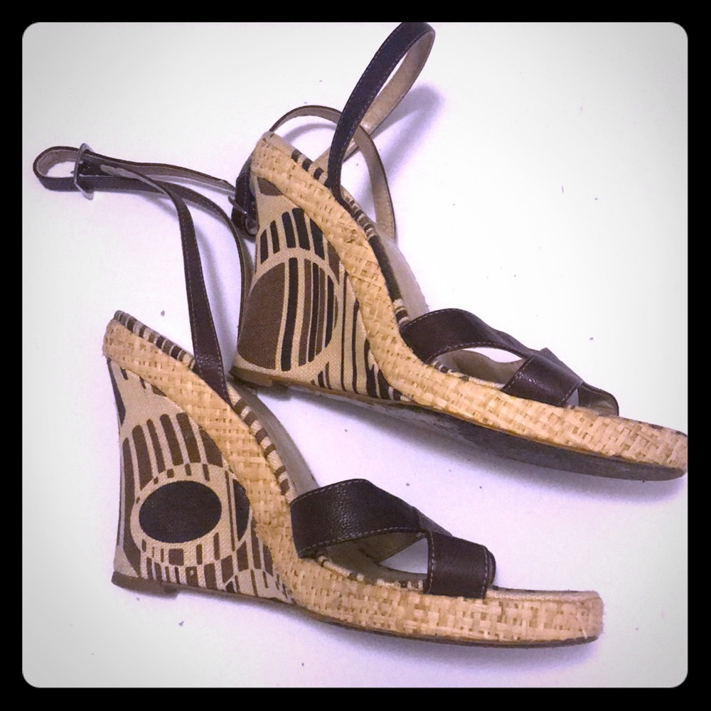 Brown Leather Italian Wedges